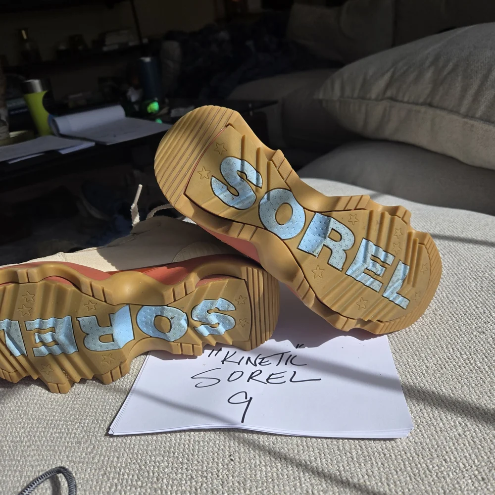 Sorel Kinetic Sneakers in Cream and Red - Picture 4 of 5